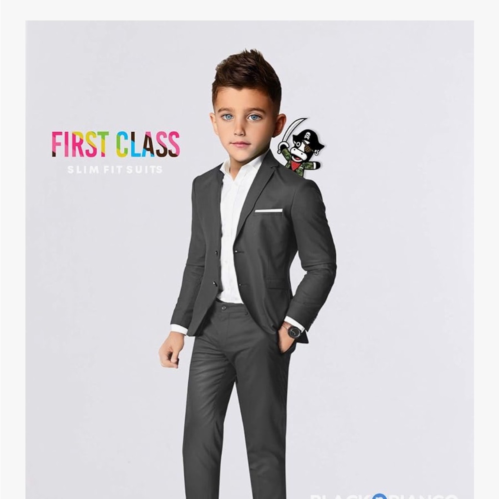 First Class Slim Fit Gray Suit for Kids